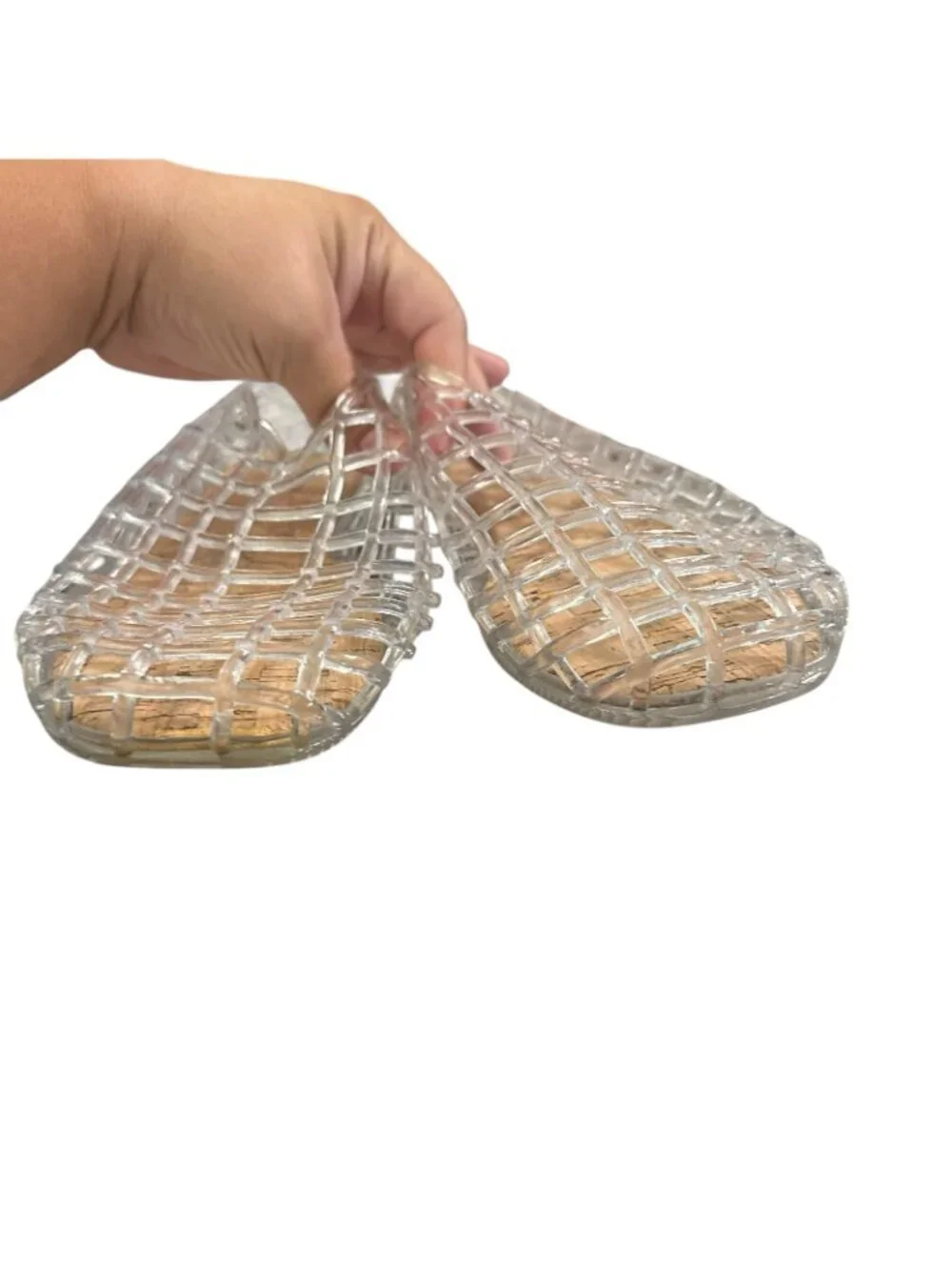 Wild Diva Lounge Sila Clear Cutout Plastic Round Toe Ballet Flats Size 9 Shoes